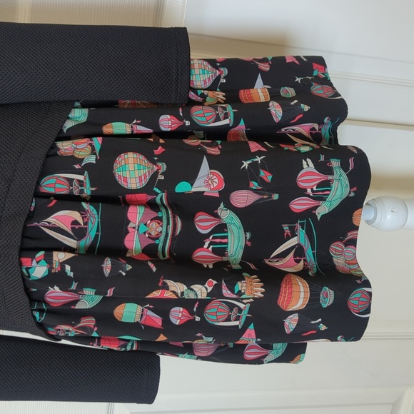 Veeko Black Long Sleeve Dress with Colorful Balloon Print Skirt - Picture 3 of 9